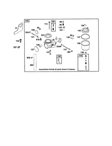Carburetor Diagram and Parts List for 252700-252799 630-0719 Briggs and Stratton Engine